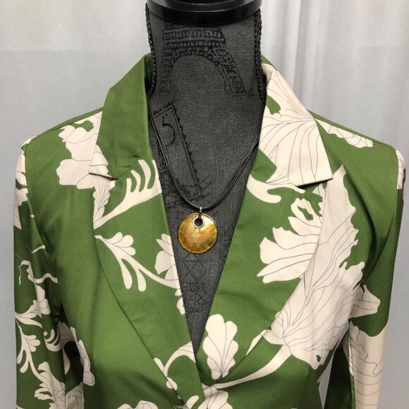 J Nna Briar Floral Blazer Womens Size Medium Green Cream Lightweight Jacket NEW - Picture 2 of 8